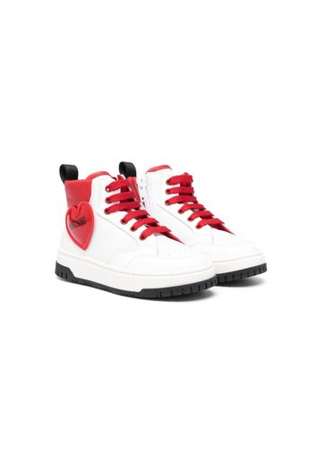 Moschino Kids heart logo-patch hi-top sneakers - Bianco