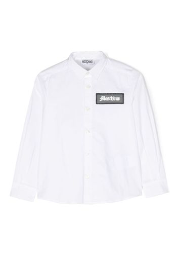 Moschino Kids logo-patch stretch-cotton shirt - Bianco