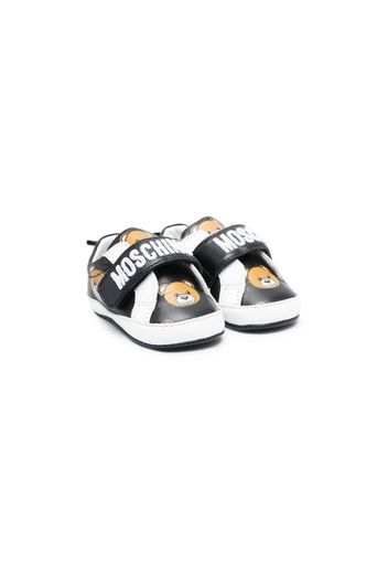 Moschino Kids Teddy Bear-print leather sneakers - Nero