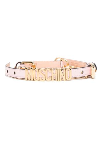 Moschino logo-lettering leather belt - Rosa