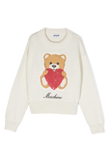 Moschino Kids intarsia-knit logo jumper - Bianco