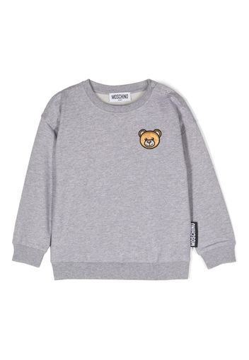 Moschino Kids Teddy Bear-patch cotton sweatshirt - Grigio