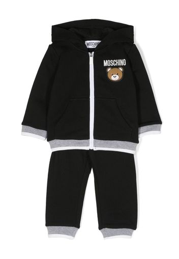 Moschino Kids logo-embroidered cotton tracksuit set - Nero