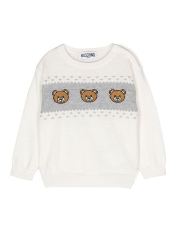 Moschino Kids Teddy Bear intarsia-knit jumper - Toni neutri