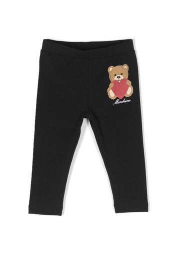 Moschino Kids Teddy Bear-print cotton leggings - Nero