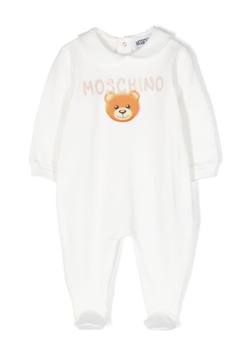 Moschino Kids Teddy logo-embossed stretch-cotton pyjamas - Bianco