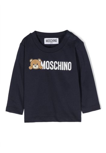 Moschino Kids logo-print cotton T-shirt - Blu