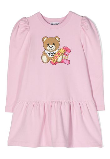 Moschino Kids Teddy Bear-print fleece dress - Rosa