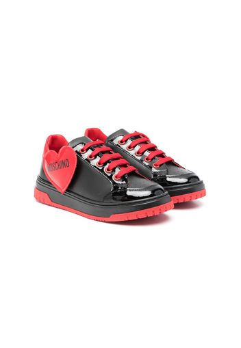 Moschino Kids logo-patch lace-up sneakers - Nero