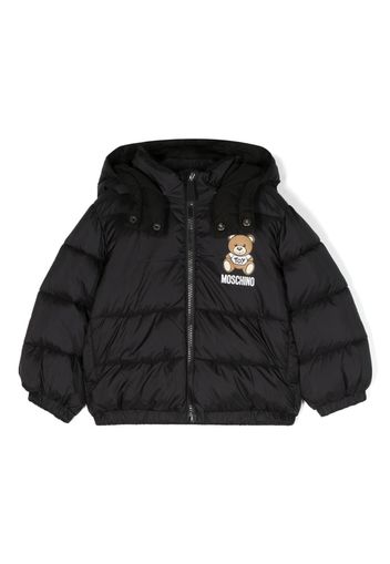 Moschino Kids Teddy Bear hooded padded jacket - Nero