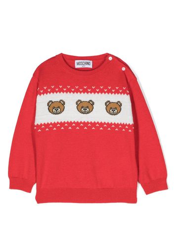 Moschino Kids Teddy Bear intarsia-knit jumper - Rosso