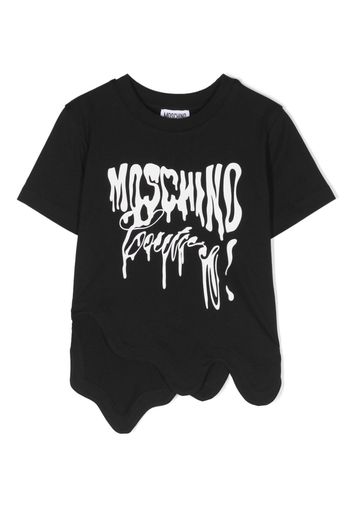 Moschino Kids asymmetric logo-print T-shirt - Nero