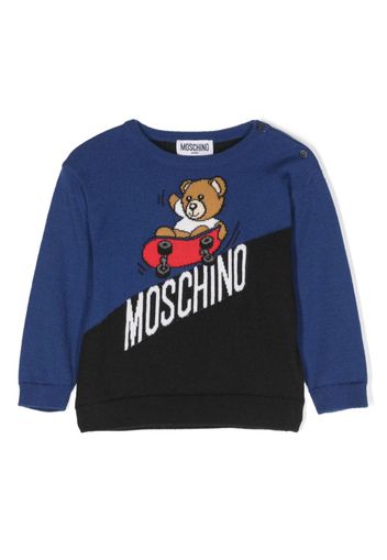 Moschino Kids Teddy Bear intarsia-knit jumper - Blu