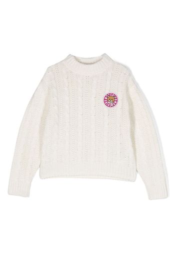 Moschino Kids logo-patch cable-jumper - Bianco