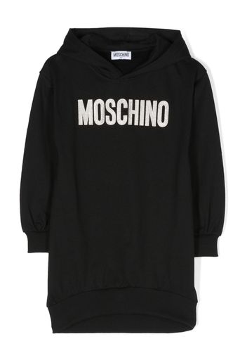 Moschino Kids logo-patch cotton sweatshirt dress - Nero