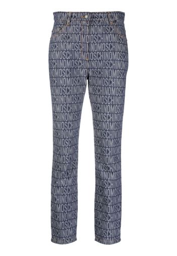 Moschino Jeans slim con logo jacquard - Blu