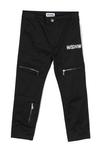 Moschino Kids logo stretch-cotton trousers - Nero