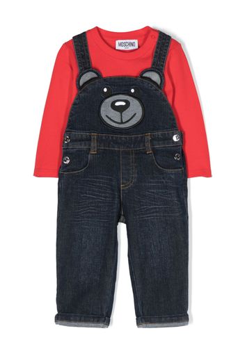 Moschino Kids Salopette denim Teddy Bear - Rosso