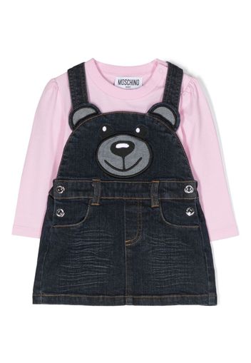 Moschino Kids Teddy Bear-motif denim dress - Blu