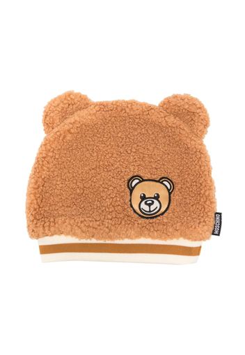 Moschino Kids Teddy Bear-motif cotton hat - Marrone