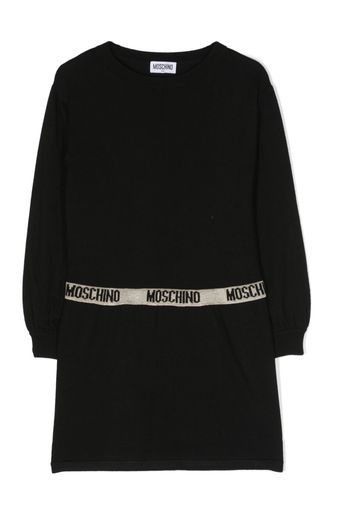 Moschino Kids logo-waistband long-sleeve dress - Nero