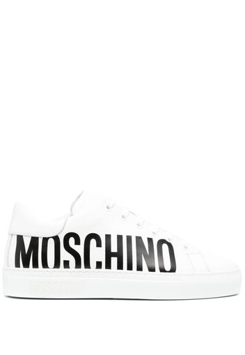 Moschino logo-print leather sneakers - Bianco