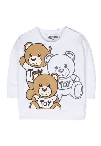 Moschino Kids Leo Tedd-print cotton sweatshirt - Bianco