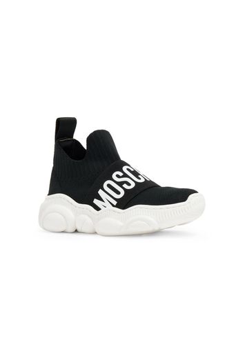 Moschino Kids logo-print slip-on sneakers - Nero