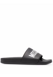 Moschino Kids Sandali slides con stampa - Nero