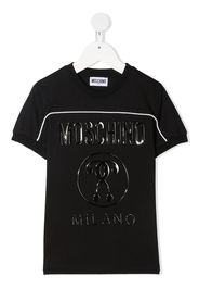 Moschino Kids wet-look logo print t-shirt - Nero