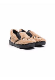 Moschino Kids signature teddy shearling slippers - Toni neutri