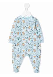 Moschino Kids teddy bear print babygrow - Blu