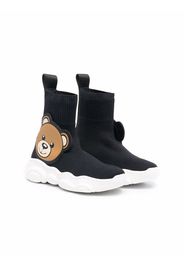 Moschino Kids teddy bear-embellished sock-style sneakers - Nero