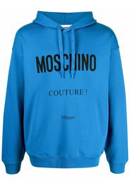 Moschino logo-print cotton hoodie - Blu