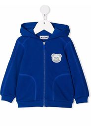 Moschino Kids logo zipped hoodie - Blu