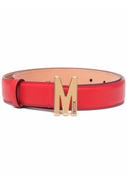Moschino M logo-plaque belt - Rosso