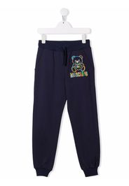 Moschino Kids Pantaloni affusolati con ricamo - Blu