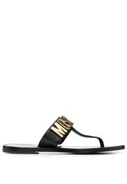 Moschino logo-plaque flat sandals - Nero