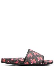 Moschino logo-print flat slides - Marrone