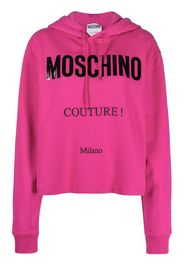 Moschino logo-print cropped hoodie - Rosa