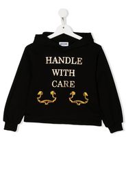 Moschino Kids Felpa Handle With Care con cappuccio - Nero