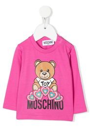 Moschino Kids long-sleeve logo-print T-shirt - Rosa