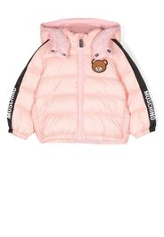 Moschino Kids logo-tape hooded padded jacket - Rosa