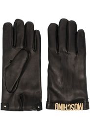 Moschino logo-letter leather gloves - Nero