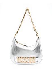 Moschino metallic logo-lettering shoulder bag - Argento