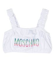 Moschino Kids Top bikini con ricamo - Bianco