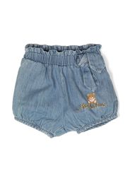 Moschino Kids Shorts denim con ricamo Teddy Bear - Blu