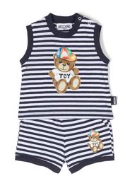 Moschino Kids Tuta sportiva smanicata a righe - Blu