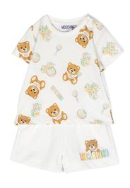 Moschino Kids Set T-shirt e shorts con stampa Teddy - Bianco