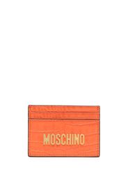 Moschino leather logo-lettering cardholder - Arancione